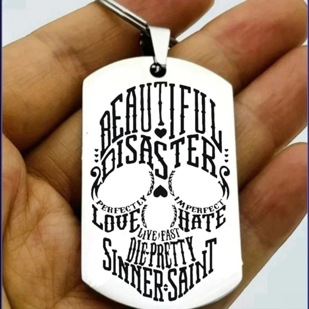 Beautiful disaster Hot Skull art keychain